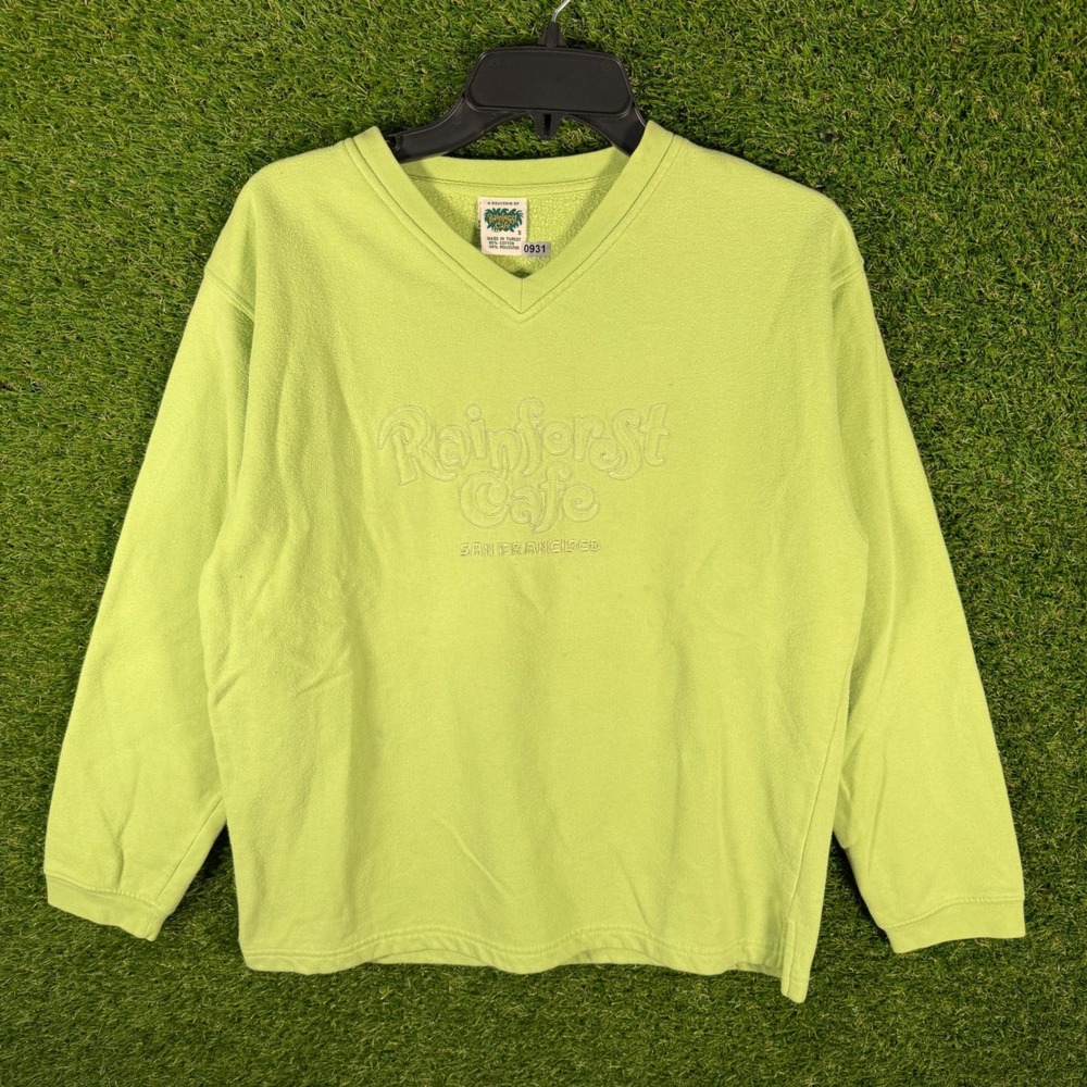 Rainforest Cafe San Francisco Embroidered V Neck Fleece‎ Sweatshirt Size S